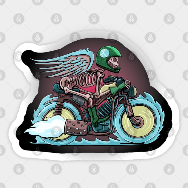 skeleton motorcyclist who promotes careful driving Sticker by duxpavlic